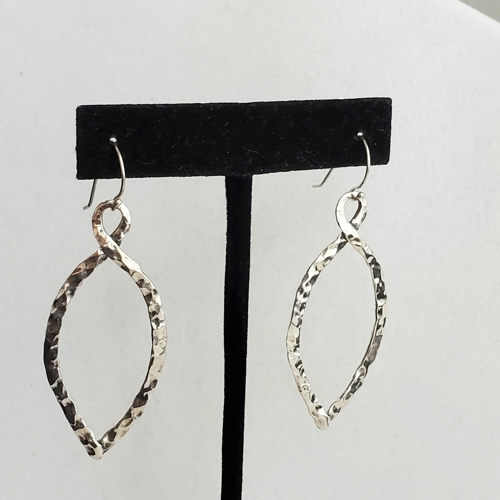 Or Paz PZ Sterling Hammered Marquise-Shaped Earrings Like-New Condition - Picture 5 of 11